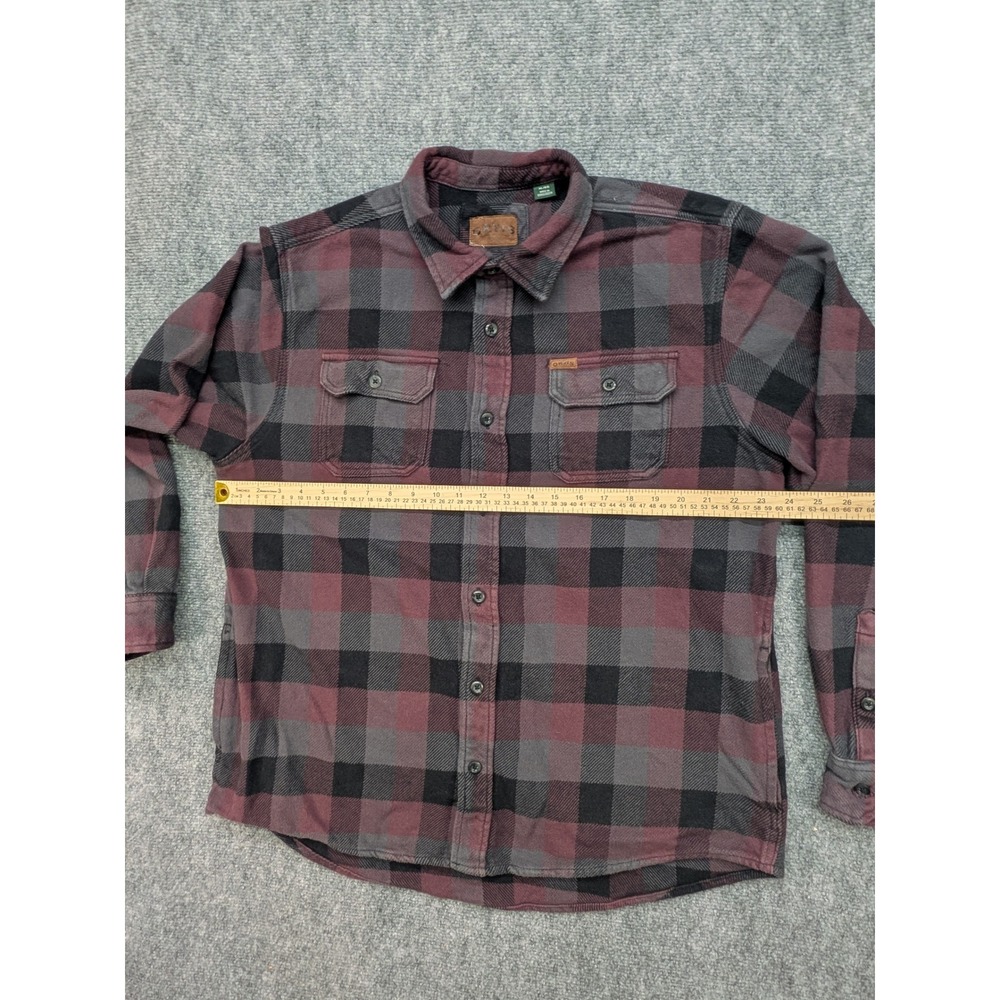 Orvis Mens Shacket XL Flannel Shirt Button Up Plaid Maroon Gray Casual Outdoorsy - Picture 3 of 8